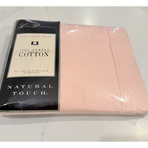 NEW Vtg Lady Pepperell Percale Full Fitted Sheet No Iron Cotton Pink Natural